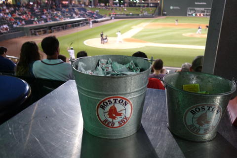Red Sox branded bucket. 