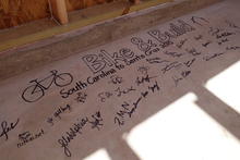 All of our signatures on the garage floor. 