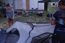 Breaking down tents for travel
